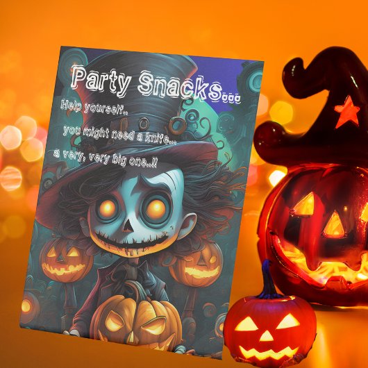 Psycho Top Hat Halloween Party Snacks Reclamebord Met Voetstuk