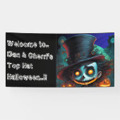 Psycho Top Hat Halloween Party Spandoek (Horizontaal)