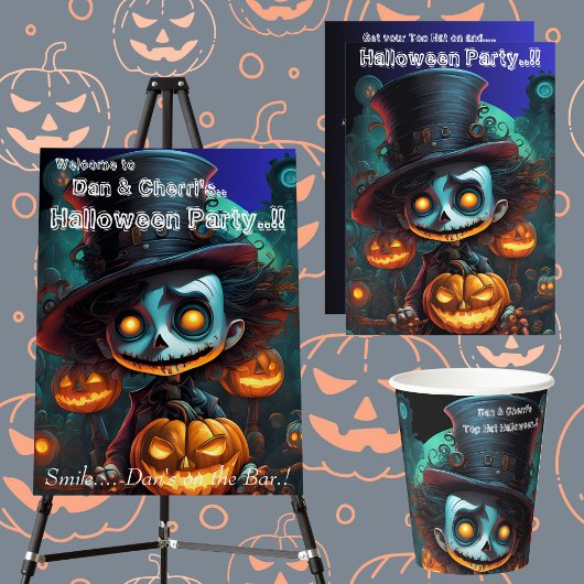 Psycho Top Hat Halloween Party Spandoek