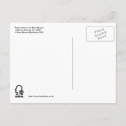 Psycho Warrior, door Brian Benson, briefkaart (Achterkant)