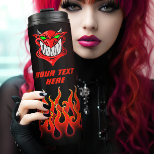 Psychobilly Red Devil Flames Thermosbeker