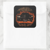Psychobilly Rules Vlammen SC Vierkante Sticker (Tas)
