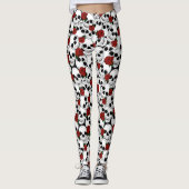 Psychobilly schedels en rode rozen leggings (Voorkant)