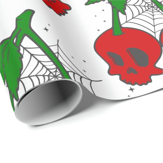 Psychobilly Spiderweb Rockabilly Cherry Skull Web Cadeaupapier (Rol Hoek)