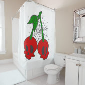 Psychobilly Spiderweb Rockabilly Cherry Skull Web Douchegordijn (In situ)