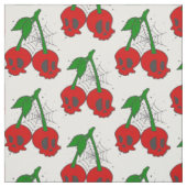 Psychobilly Spiderweb Rockabilly Cherry Skull Web Stof (Swatch)