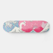 Psychodelic Bubblegum Kunagawa Surfer Cat Skateboard (Horizontaal)