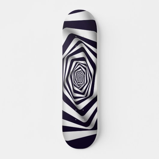 psychodelic optical illusion black & white circle persoonlijk skateboard (Voorkant)