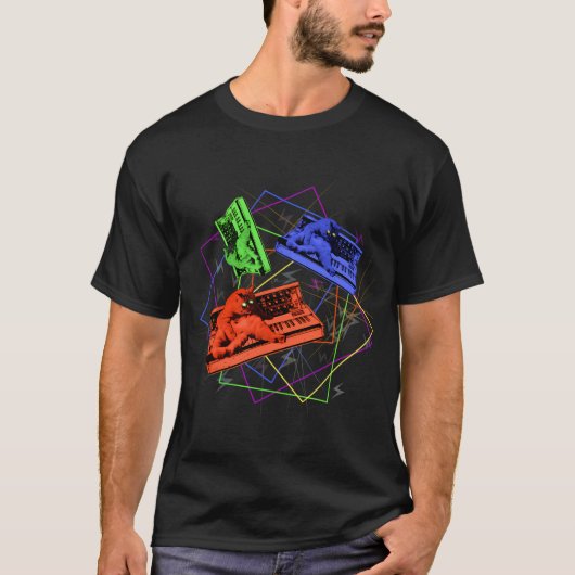 Psychodelische Synthesizer Kat T-shirt (Voorkant)