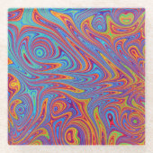 Psychodelische texturen glazen onderzetter (Voorkant)