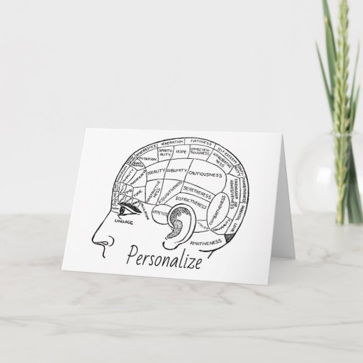 Psychologie  phrenology psychiatrie brain bedankkaart (Voorkant)