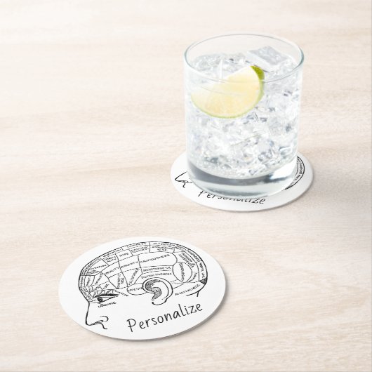 Psychologie  phrenology psychiatrie brain ronde kartonnen onderzetter (Insitu)