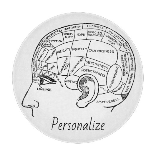Psychologie  phrenology psychiatrie brain snijplank (Voorkant)