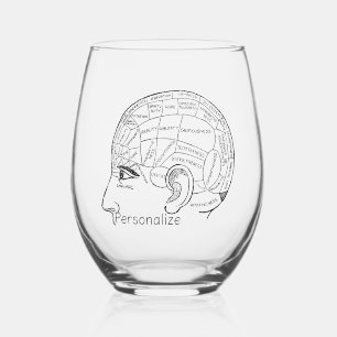 Psychologie phrenology psychiatrie brain wijnglas zonder voet