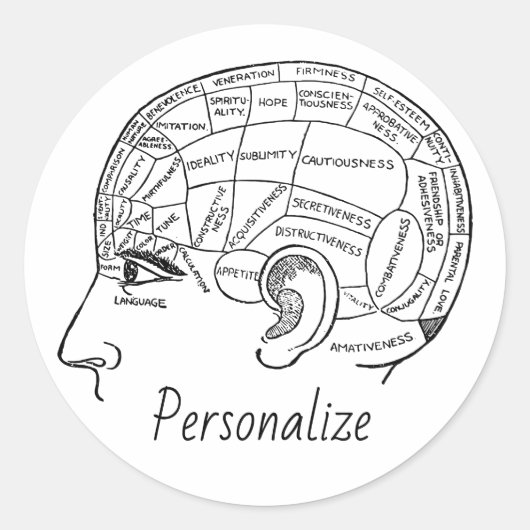 Psychologie phrenology psychiatry brain st ronde sticker (Voorkant)