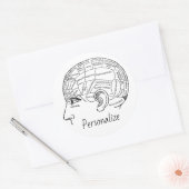 Psychologie phrenology psychiatry brain st ronde sticker (Envelop)