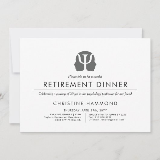 Psychologie Retirement Dinner | Minimale stijl Kaart (Voorkant)