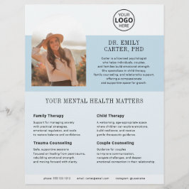 Psychologie Therapie Logo Foto Blauw Flyer