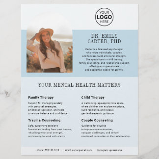 Psychologie Therapie Logo Foto Blauw Flyer