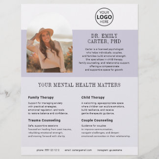 Psychologie Therapie Logo Foto Paars Lavendel Flyer