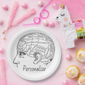 Psychologie vintage frenologie psychiatrie brein  papieren bordje (Feest)