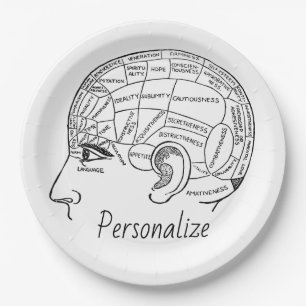 Psychologie vintage frenologie psychiatrie brein  papieren bordje