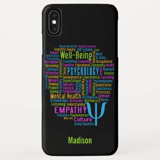 PSYCHOLOGIE Word Cloud, aangepaste naam en kleuren Case-Mate iPhone Case (Achterkant)