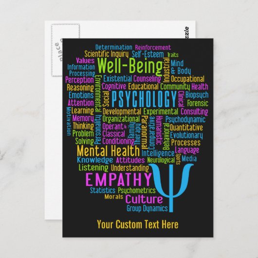PSYCHOLOGIE Word Cloud Custom briefkaart (Voorkant / Achterkant)