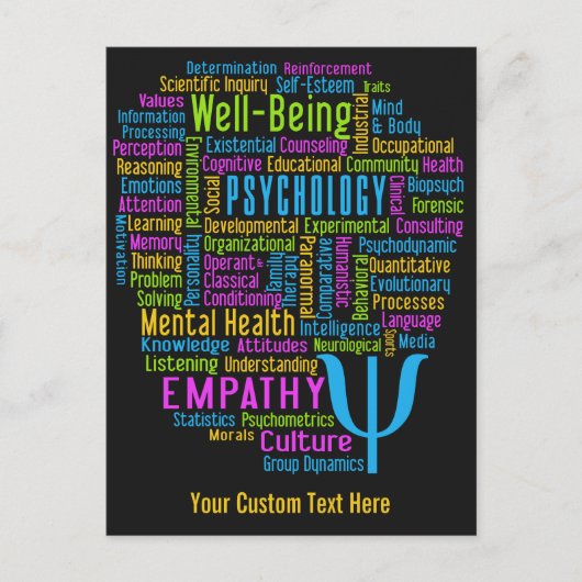 PSYCHOLOGIE Word Cloud Custom briefkaart (Voorkant)