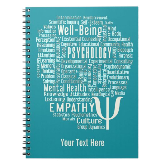 PSYCHOLOGIE Word Cloud Custom Color notitieboek (Voorkant)