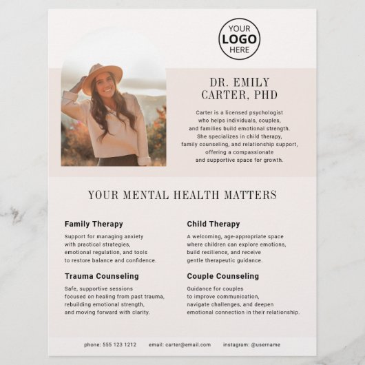 Psychologietherapie Logo Foto Blush Flyer (Voorkant)