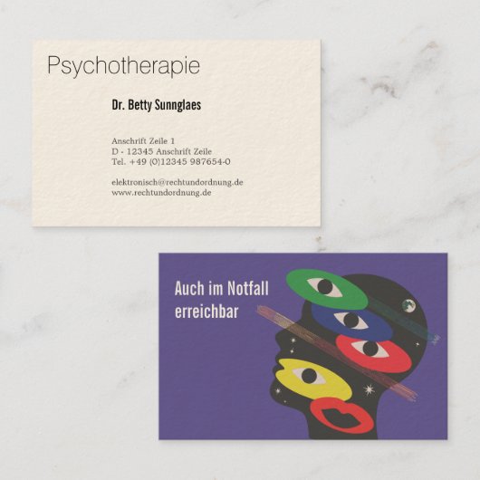 Psychologinnen visitekaartje (Voorkant / Achterkant)