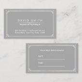 Psychologist Appointpas Plain Grey Framed Afsprakenkaartje (Voorkant / Achterkant)