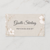 Psychologist Botanical Floral Linen Visitekaartje (Voorkant)