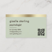 Psychologist Counselor Sage Green Gold QR Code Visitekaartje (Achterkant)