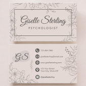 Psychologist Floral Botanical Elegant Script Visitekaartje