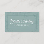 Psychologist Floral Botanical Teal Green Visitekaartje (Voorkant)