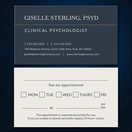 Psychologist Office Appointment Reminder Visitekaartje