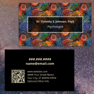 Psychologist | Therapist Colorful Swirls QR Code  Visitekaartje