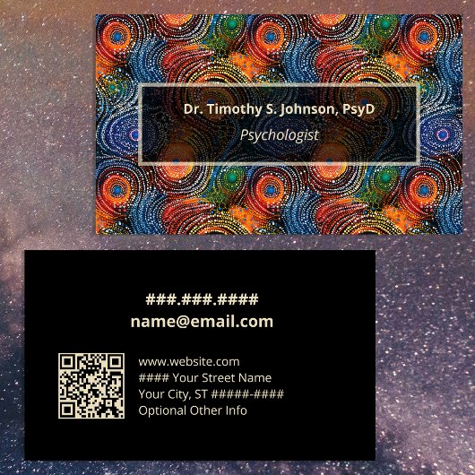 Psychologist | Therapist Colorful Swirls QR Code  Visitekaartje