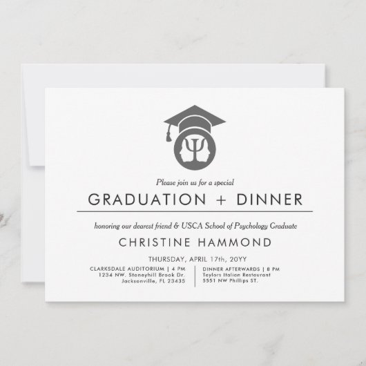 Psychology School Afstuderen | Minimale uitnodigin Kaart (Voorkant)