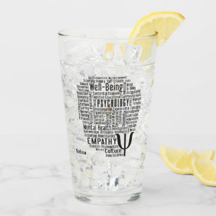 PSYCHOLOGY Word Cloud, aangepaste naam Glas