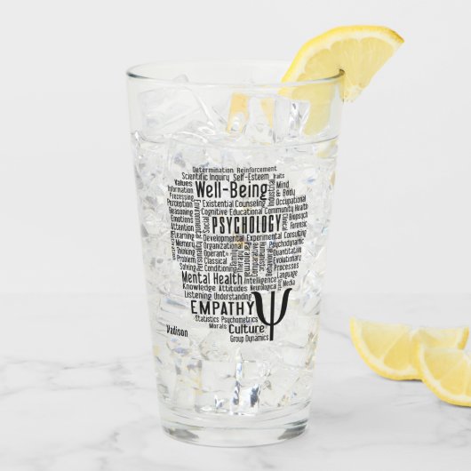 PSYCHOLOGY Word Cloud, aangepaste naam Glas (Achterkant ijs)