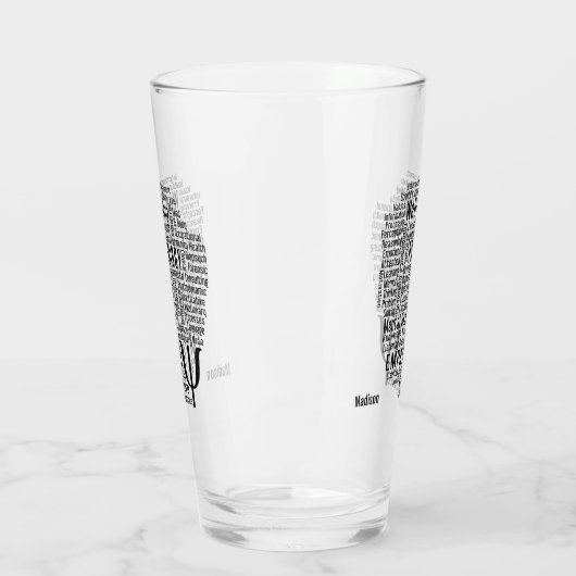 PSYCHOLOGY Word Cloud, aangepaste naam Glas (Links)