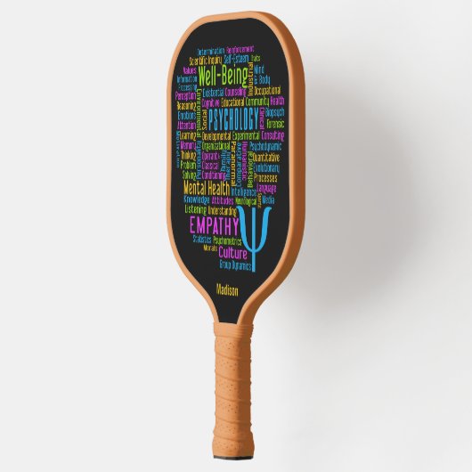PSYCHOLOGY Word Cloud, aangepaste naam Pickleball Paddle (Links)