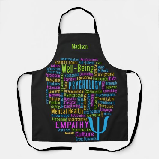 PSYCHOLOGY Word Cloud, aangepaste naam Schort (Voorkant)