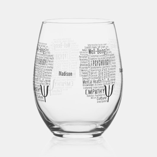 PSYCHOLOGY Word Cloud, aangepaste naam Wijnglas Zonder Voet (Voorkant)