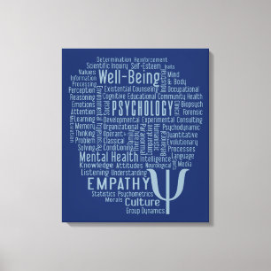 PSYCHOLOGY Word Cloud Custom Color canvas afdrukke