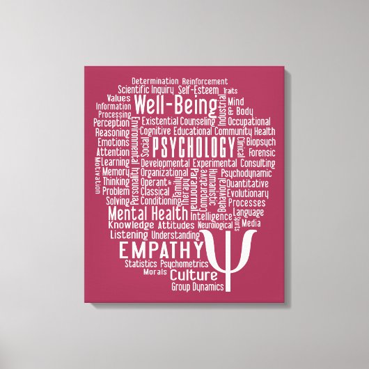 PSYCHOLOGY Word Cloud Custom Color canvas afdrukke Afdruk (Voorkant)