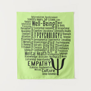 PSYCHOLOGY Word Cloud Custom Color Tapestry Wandkleed